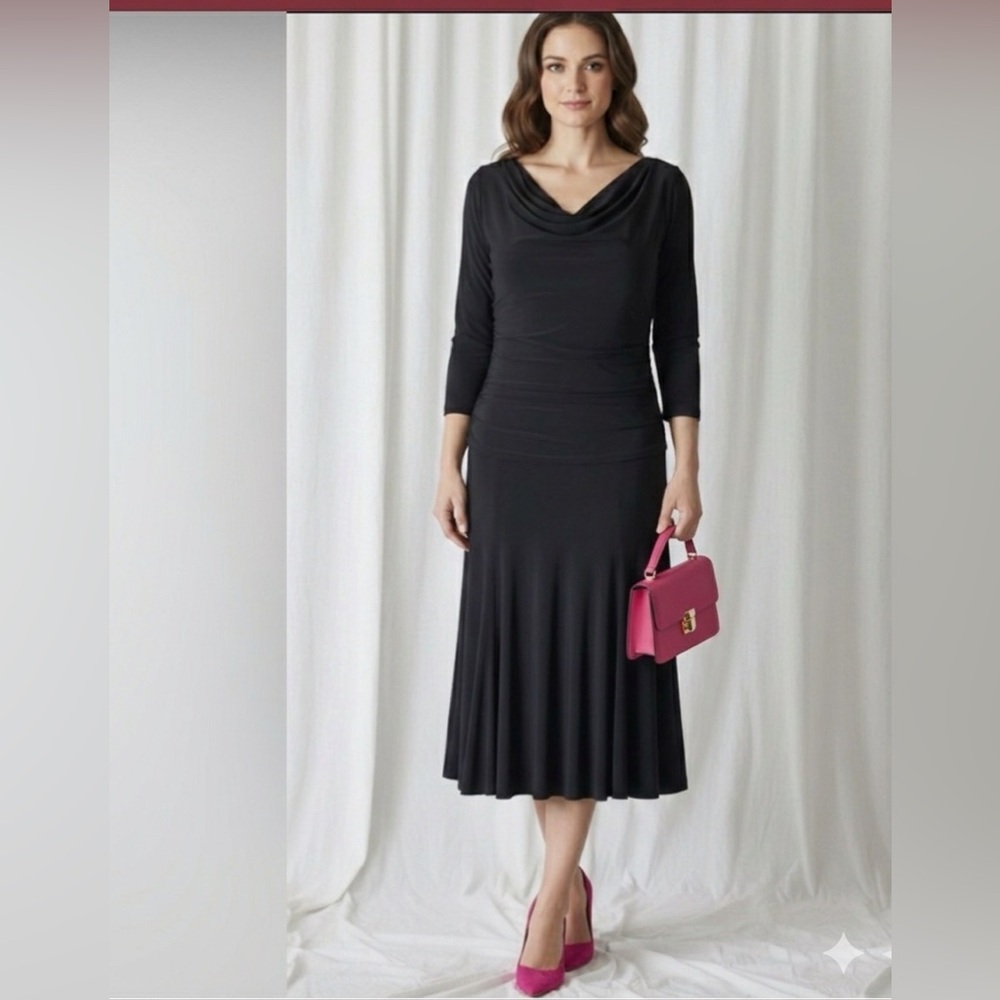 Black Midi Dress Size 8 – Classic Chic Knee-Length Cocktail & Evening Wear